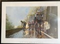 Framed, numbered and signed Pat Cleary (artist) print - Lance Armstrong